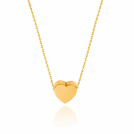 18K Yellow Gold Necklace with Moving Heart