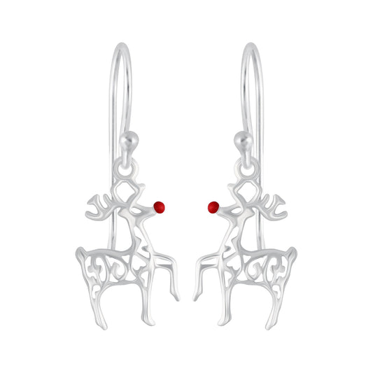 925 Sterling Silver Reindeer Earrings