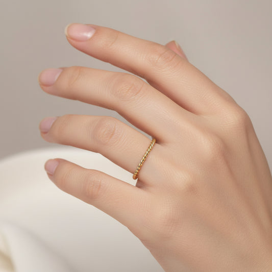 Gold Plated Silver Twisted Ring 925