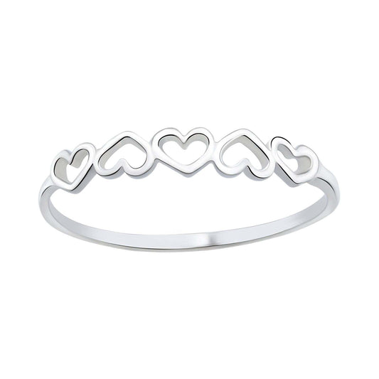 Silver Ring with 5 Heart design