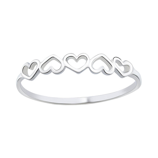 Silver Ring with 5 Heart design