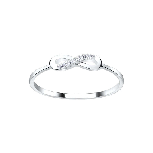 Silver Infinity Ring setting with Cubic Zirconia