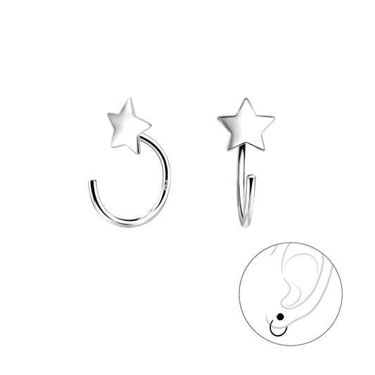 Silver Star Ear Huggers