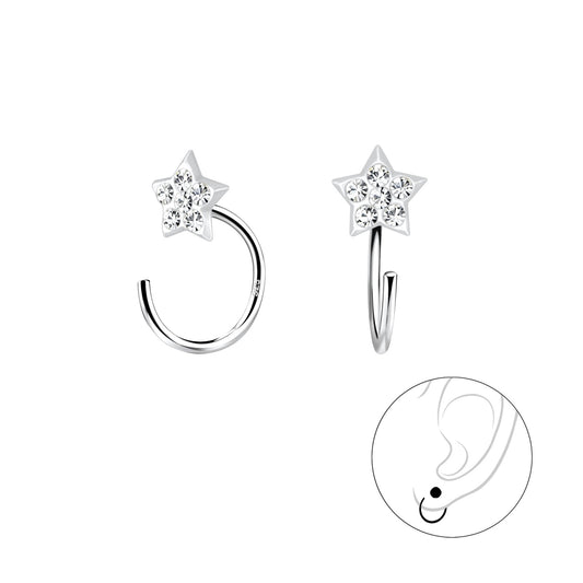 Silver Star Crystal Ear Huggers