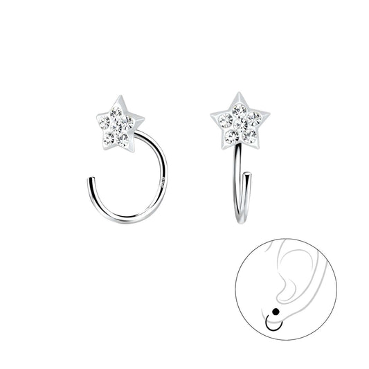 Silver Star Crystal Ear Huggers