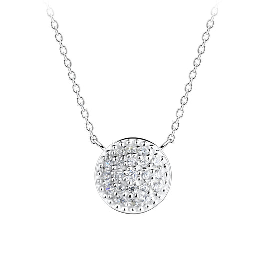 Silver Round Necklace setting with Cubic Zirconia