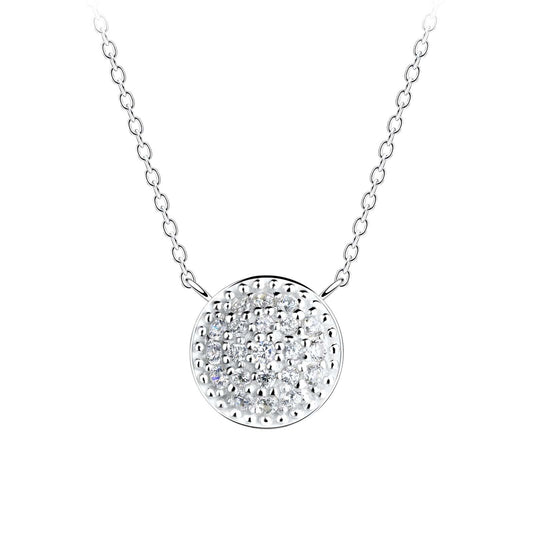 Silver Round Necklace setting with Cubic Zirconia