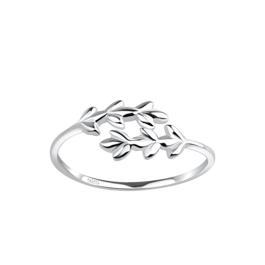 Silver Opened Olive Leaf Ring