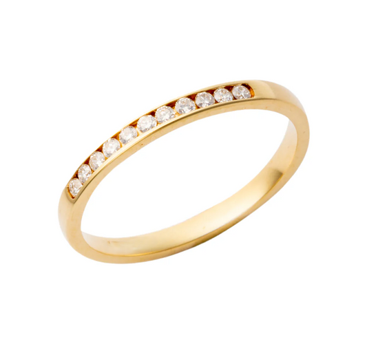 Classic Gold Diamond Eternity Band with 10 Natural Diamonds, 0.1ct,10k