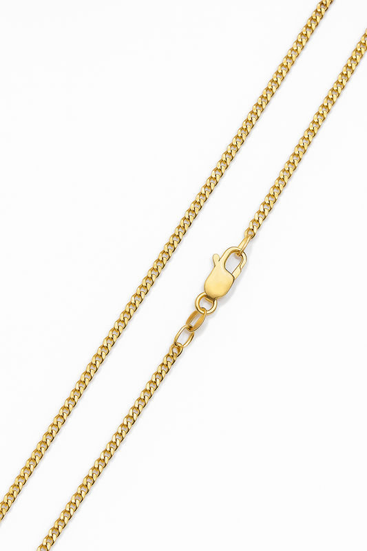 Yellow Gold Thin Cuban Chain Necklace. 10k, 6.04gr, 22"