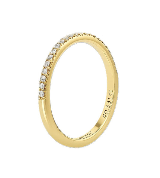 Yellow Gold Diamond Surface Prong Set Slim Wedding Band. 18k, TDW: 0.33ct, VS, FG