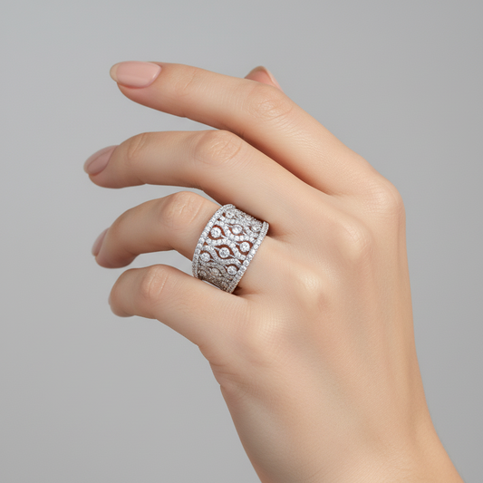 White Gold Gabriel & Co. Filigree Floral Diamond Ring. 14k, TDW: 1.33ct, VS, FG, Resale