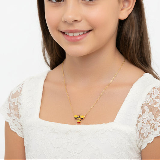18K Yellow Gold Honey Glow Bee Charm Necklace