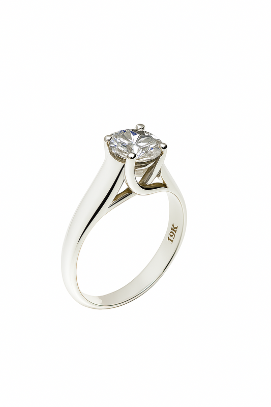 White Gold Solitaire Diamond Ring. 19k, 0.90ct, SI, H