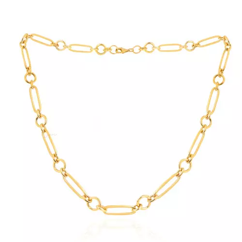 Yellow Gold paper Clip chain necklace 18k ,17Inches , 10.27gr