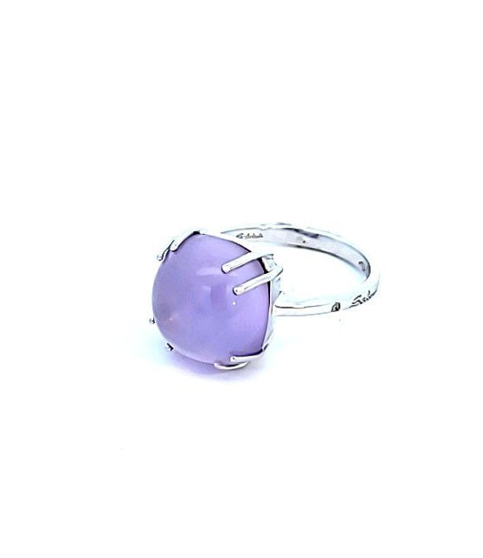 Italian Salvini By Damiani Sorrento White Gold Cabochon Amethyst 7.3ct Ring 18k 4.7gr