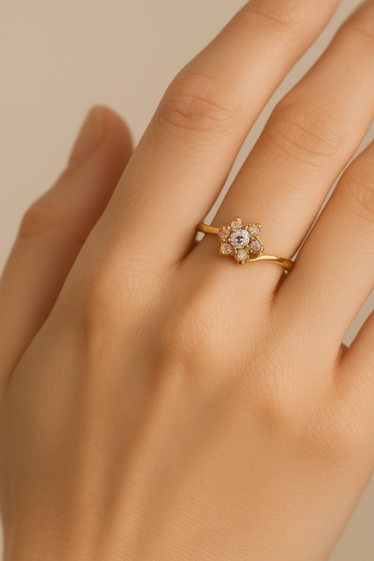 Floral Cluster Diamond Ring in Rose Gold, 10k, TDW: 0.21ct