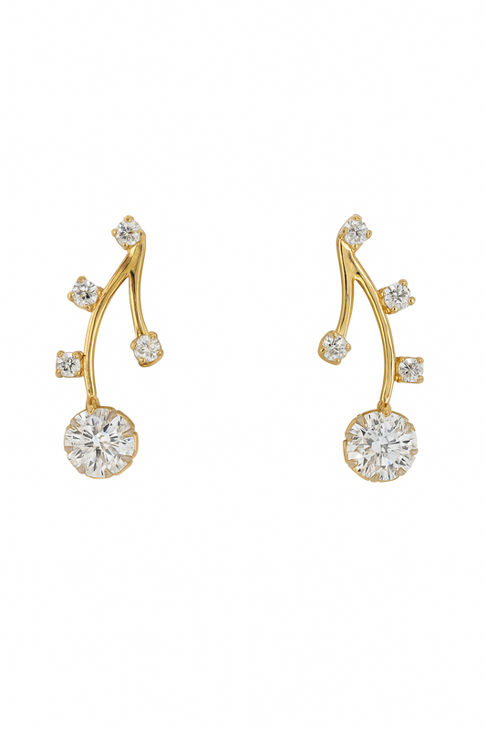 Yellow Gold Long Branch Diamond Earrings. TDW: 0.4ct, VS, GH, 18k