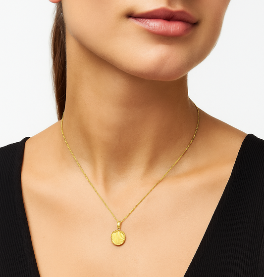 Yellow Gold charm Pendant with one Tulip flower and diamond cut both side, 18k 1.75gr