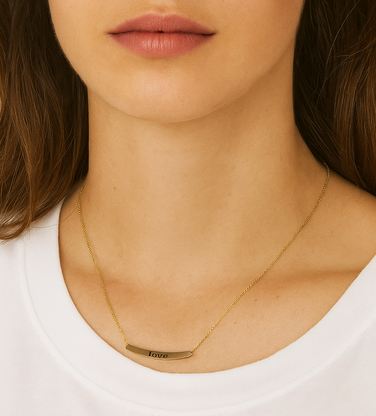 Yellow Gold  Necklace with Initial LOVE , 18k, 3.59gr