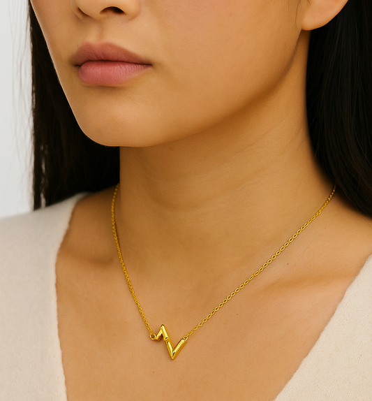 Yellow Gold Necklace  Heart beat style, 18k ,4.57gr
