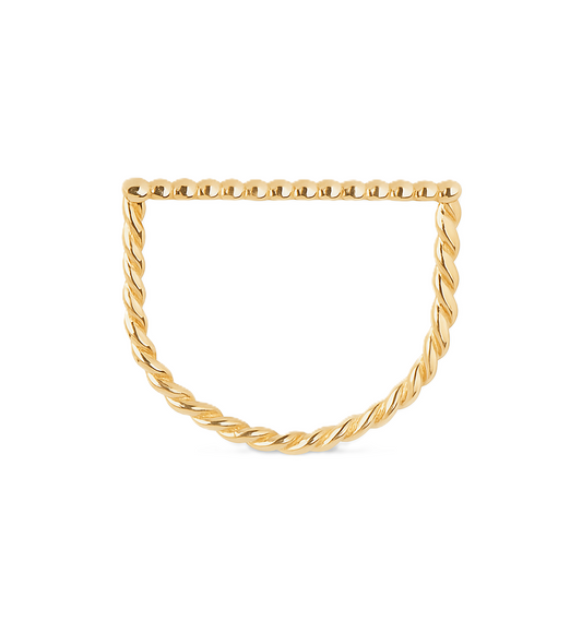 Yellow Gold Square Shape Ring , Rope Style,18k, 1.57gr