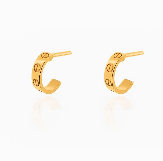 Yellow Gold Half Loop Earring, 18k,1.67gr