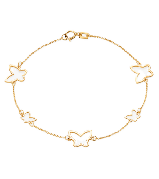 Yellow Gold Station Bracelet with Butterfly, 18k, 1.97gr