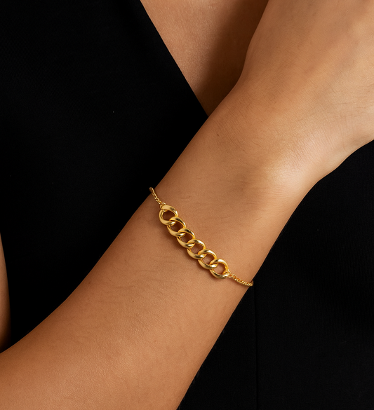 Yellow Gold Bracelet with 4cm Curb link on setting, 18k, 2.21gr