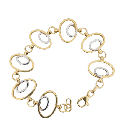 Two Tones Bracelet oval links, 14k, 7 Inches