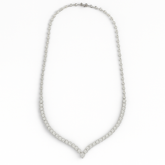 14K White Gold Tennis Necklace with CZ 16gr 17"