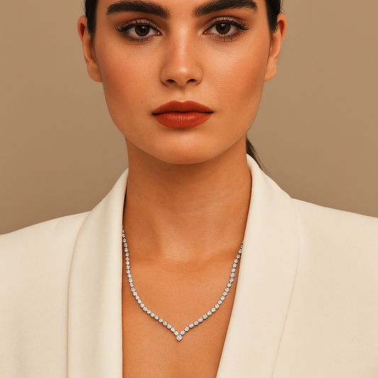 White Gold Tennis Necklace with CZ, 14k, 16gr,  17 inch