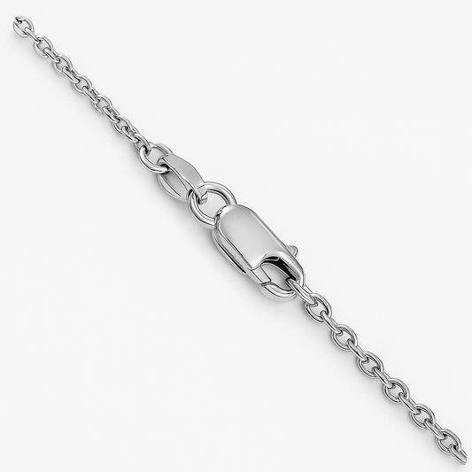White Gold Cable Linked diamond cut Chain, 14k, 18Inches