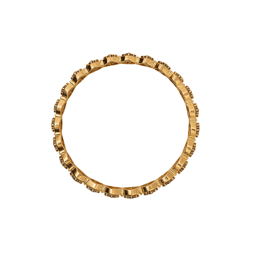 Yellow Gold Luxury Bangle with Cluster Diamonds, TDW: 1.04ct, VS, G-H