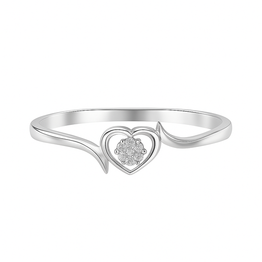 White Gold Heart Ring setting with Seven Diamonds, 10k, TDW: 0.07ct