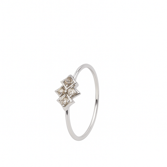 White Gold Ring setting with four Diamond, 18k