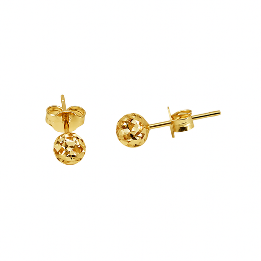 Yellow gold Hollow ball Stud Earrings , 18k