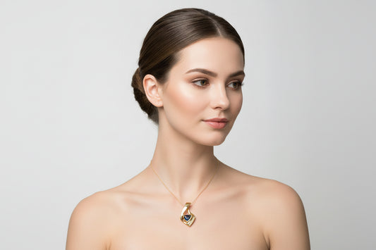 Yellow Gold Trillion Cut Mystic Topaz with Diamond Pendant, 14k, T:0.4ct, TDW:0.09ct