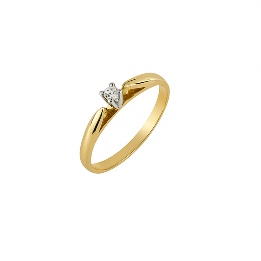 Yellow Gold Diamond Solitaire Ring, 10k, TDW:0.04ct