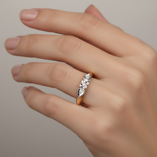 10K Yellow Gold Two-Tone Floral Diamond Ring