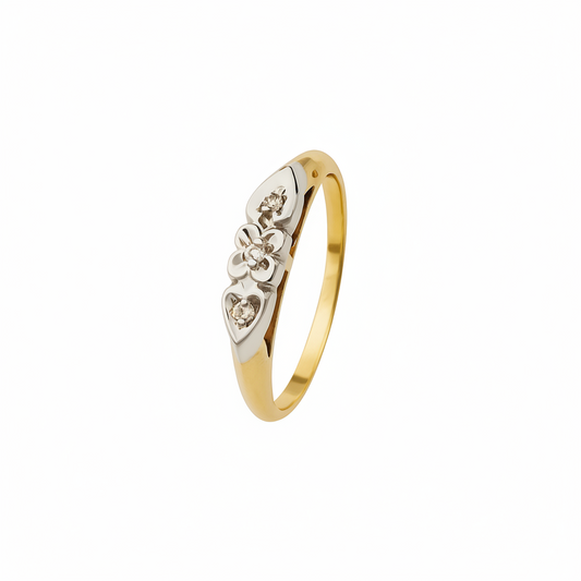 10K Yellow Gold Two-Tone Floral Diamond Ring