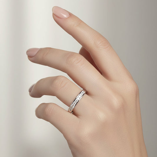 14K White Gold Princess Cut Channel Setting Diamond Band Ring