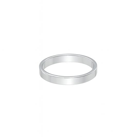 14K White Gold Flat Wedding Band 4mm Size: 9 3/4