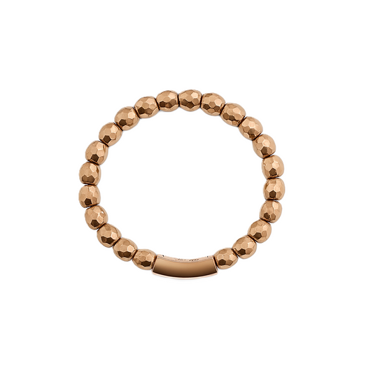 Rose Gold Tone Rotatable Faceted Bead Ring, 18k, 1.94gr