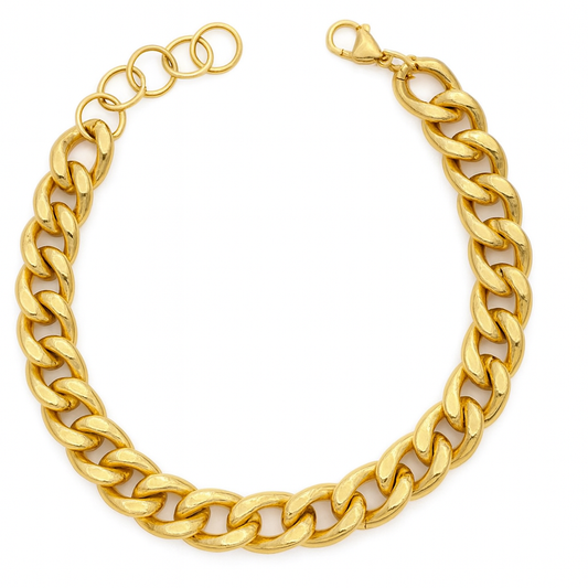 Yellow Gold Curb Links Bracelet. 8mm, 18k, 11.31gr