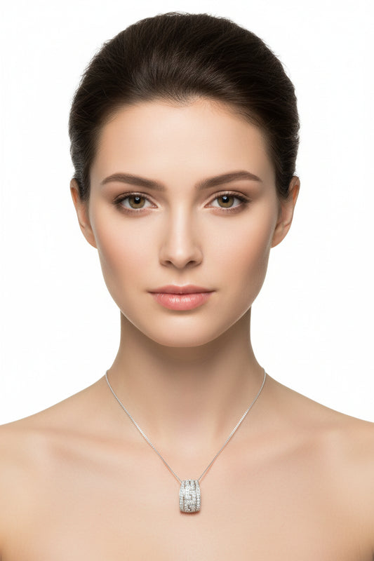 White Gold Pave Diamond Greek Key Pendant 14k, TDW: 0.32ct S1 GH