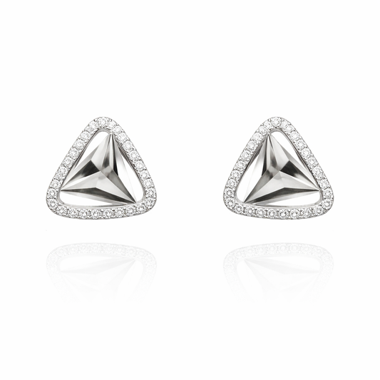 14K White Gold Triangle Earring Setting with Natural Diamonds TDW: 0.39ct VS GH