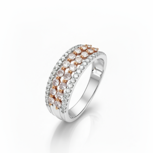 18K Two-Tone Gold Fancy Pink & White Diamond Ring