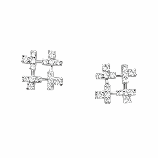 14K White Gold Square Earring Diamond Accent TDW: 0.43ct VSGH