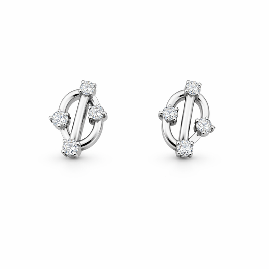 14K White Gold Earrings with four Round Diamonds TDW:0.17ct VS GH